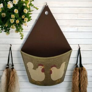 Green Tin Rooster Chicken Wall Pocket 2003 Kitchen Dining Room Decor